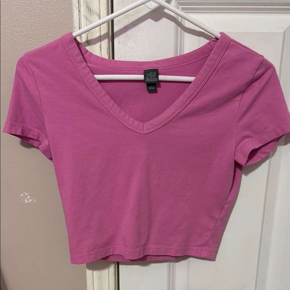 Wild Fable Pink V-Neck Crop Top